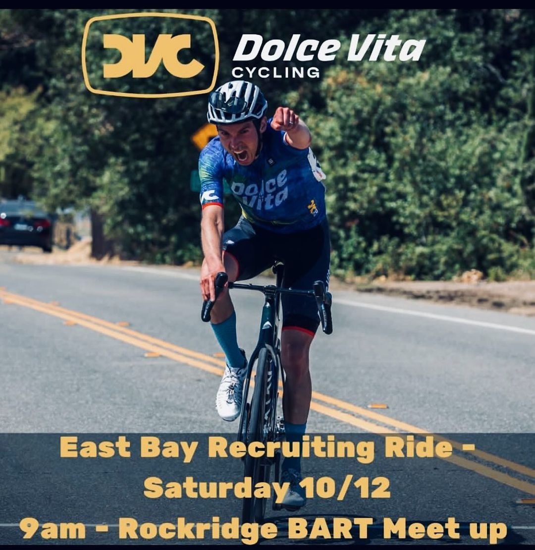 [ Want to be a Dolce?]

Are you passionate about cycling/racing with a winning positive attitude on a strong racing team? Are you driven to push yourself to the limit at the same time balancing life?

If the answer is “yes” on all questions, pls join us for Dolce Vita Cycling recruitment ride. 

When: 10-12-24 (Saturday)
📍: Rockridge Bart
🕰️: 9 am
•
•
•
•
•
•
•
@sportful @sfitalianathleticclub @equatorcoffees @poggio_labs @achieveptc @tripsforkidsmarin @sage.realestategroup @marinservicecourse @jkbrkb  #onewealthadvisors #dolcevitacycling #racingteam